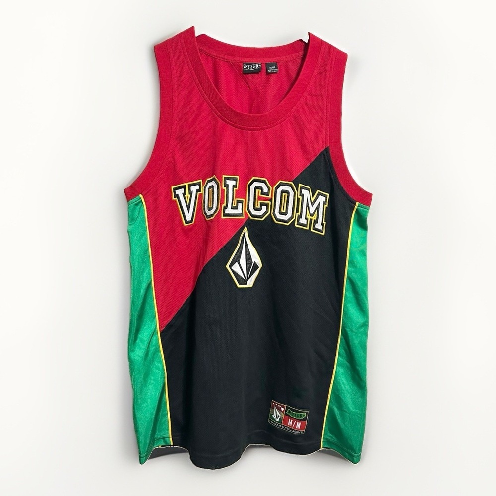 Vintage Volcom Basketball Mesh Jersey Black Red Green Hawaii Exclusive Sz Med